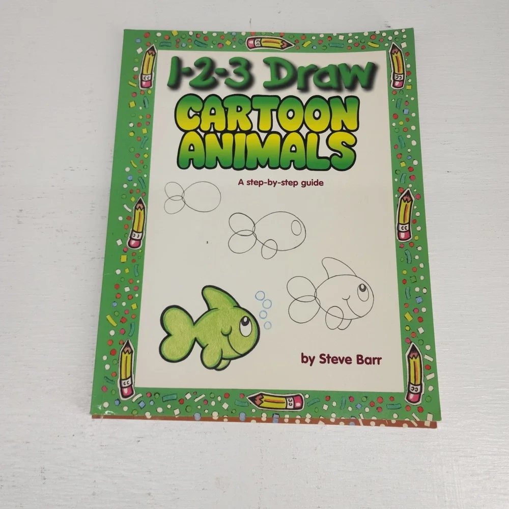 1-2-3 Draw Cartoon People Faces Animals Steve Barr Set‎ of 3 Books Drawing Guide